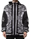 Dolce & Gabbana Black Bandana Print Hooded Bomber Jacket