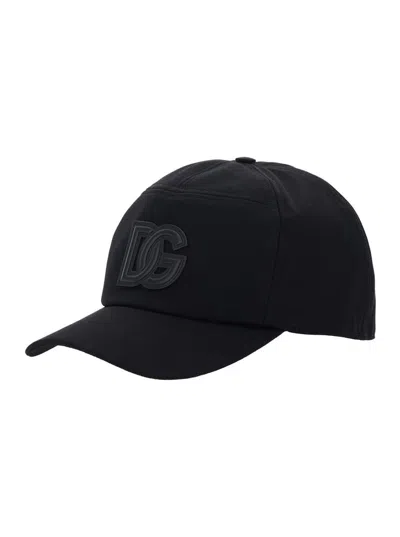 Dolce & Gabbana Black Baseball Cap With Logo Patch On The Front In Cotton Man