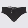 Dolce & Gabbana Black Swim Briefs With Branded Drawstring And Logo Tag In Stretch Polyamide Man