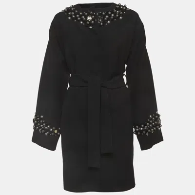 Pre-owned Dolce & Gabbana Black Beaded Wool Coat S