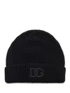 Dolce & Gabbana Logo-embroidered Ribbed-knit Beanie In Black
