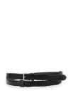 Dolce & Gabbana Black Belt With Buckle Closure And Interwoven Design In Multicolor