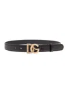 Dolce & Gabbana Black Belt With Dg Logo Buckle With Pearls And Rhinestones In Smooth Leather Woman In Black