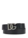 Dolce & Gabbana Men Black Belt With Logo Plaque On The Front In Leather Man In Black
