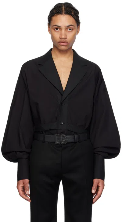 Dolce & Gabbana Black Belted Shirt In Nero