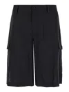 Dolce & Gabbana Black Bermuda Shorts With Logo Patch In Black