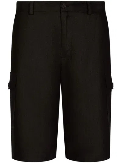 DOLCE & GABBANA BLACK BERMUDA SHORTS WITH POCKETS