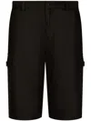Dolce & Gabbana Black Bermuda Shorts With Pockets In Linen Man In Black