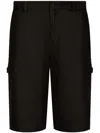 Dolce & Gabbana Black Bermuda Shorts With Pockets In Linen Man