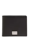 Dolce & Gabbana Black Bi-fold Wallet With Logo Plaque On The Front In Grained Leather Man