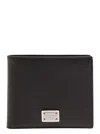 Dolce & Gabbana Black Bi-fold Wallet With Logo Plaque On The Front In Grained Leather Man
