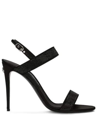 DOLCE & GABBANA BLACK BLACK SATIN HEELS