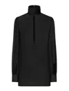 Dolce & Gabbana Satin Detailed Chiffon Blouse In Black