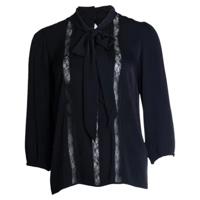 Pre-owned Dolce & Gabbana , Black Blouse With Bow And Lace