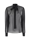 DOLCE & GABBANA BLACK BLOUSE WITH PUSSYBOW NECK IN SILK WOMAN