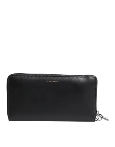 Dolce & Gabbana Black Blue Exotic Leather Embossed Continental Wallet