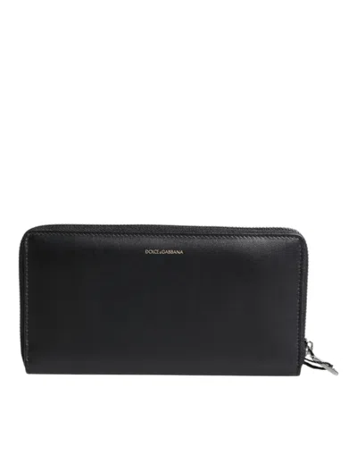 Pre-owned Dolce & Gabbana Black Blue Exotic Leather Embossed Continental Men's Wallet ()