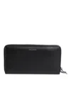 Dolce & Gabbana Black Blue Exotic Leather Embossed Continental Wallet In Black