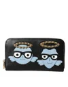 Dolce & Gabbana Black Blue Leather #dgfamily Zipper Continental Men Men's Wallet In Black And Blue