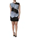 Dolce & Gabbana Black Blue Sleeveless Denim Mini Women's Dress In Multi