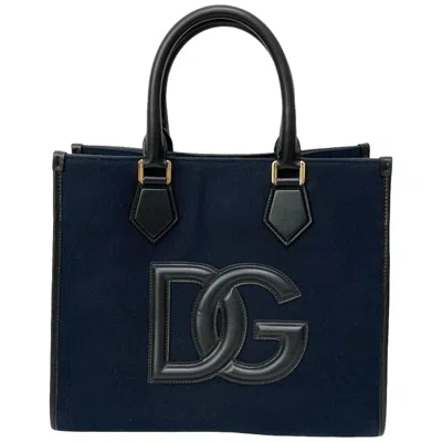 Pre-owned Dolce & Gabbana Black Blue Tote Bag () In Black, Blue