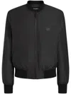 Dolce & Gabbana Black Lightweight Bomber Jacket With Ribbed Cuffs In Black