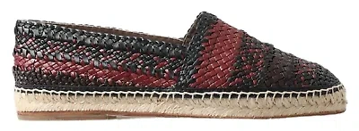 Pre-owned Dolce & Gabbana Black Bordeaux Buffalo Leather Espadrille Shoes