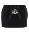 Dolce & Gabbana Black Bow-embellished Satin Mini Skirt In Black