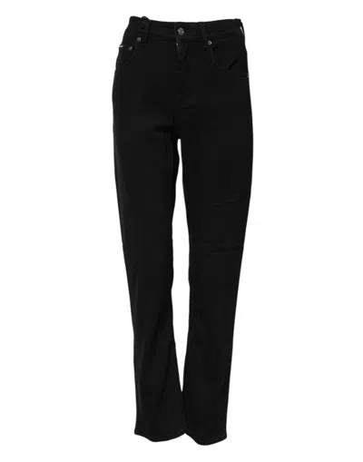Dolce & Gabbana Black Boyfriend Cotton Mid Waist Denim Jeans