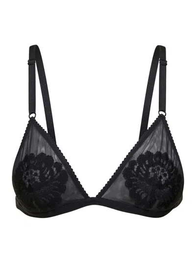 Dolce & Gabbana Black Bra With Emboidery In Techno Fabric Woman