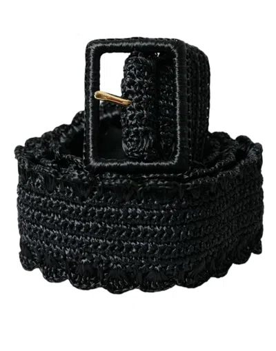 Dolce & Gabbana Black Braided Canvas Women Wide Waist Belt