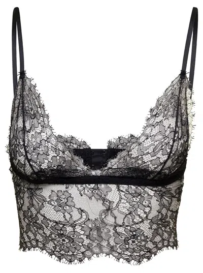 Dolce & Gabbana Black Bralette With Adjustable Closure In Chantilly Lace Woman