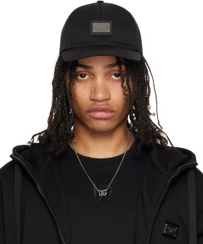 Dolce & Gabbana Black Branded Tag Baseball Cap In Gh590agf421