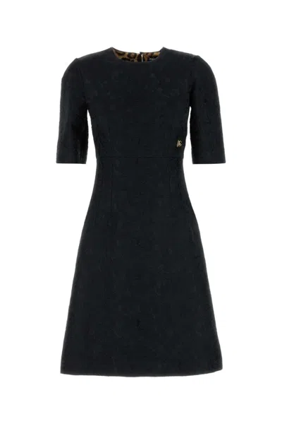 DOLCE & GABBANA BLACK BROCADE DRESS
