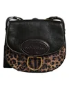 Dolce & Gabbana Black Brown Leopard Leather Shoulder Strap Bag