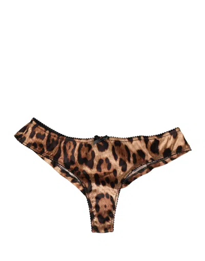 Dolce & Gabbana Black Brown Leopard Mid Waist Brief Panty Underwear In Multi