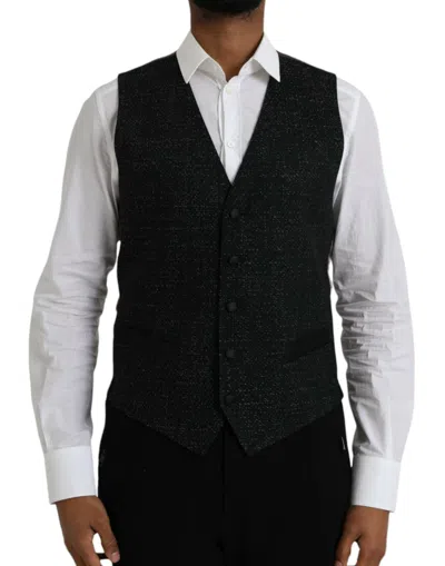Dolce & Gabbana Black Brown Silk Waistcoat Dress Formal Vest In Black And Brown