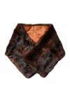 Dolce & Gabbana Black Brown Stripe Fur Shawl Wrap Scarf In Black And Brown