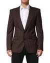 Dolce & Gabbana Black Brown Stripe Single Breasted Blazer In Brown