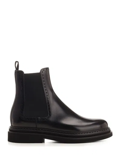 Dolce & Gabbana Black Brushed Leather Ankle Boot Scarpe Basse Black