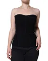 Dolce & Gabbana Black Bustier Sleeveless Corset Blouse Top In Black