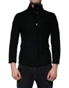 Dolce & Gabbana Black Button Down Cotton Stretch Denim Men's Jacket In Black