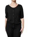 Dolce & Gabbana Black Button Down Short Sleeve Blouse Top In Black