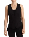 Dolce & Gabbana Black Button Down Sleeveless Vest Wool Top