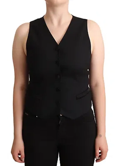 Pre-owned Dolce & Gabbana Elegant Black Vest Top With Button Detail
