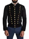 Dolce & Gabbana Black Button Embellished Cotton Blend Jacket In Black