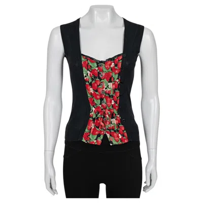 Pre-owned Dolce & Gabbana Black Button-down Tank Top - Size 38/xs
