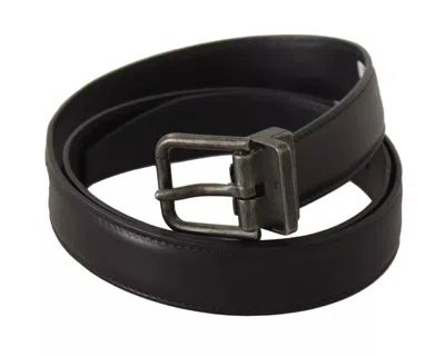Pre-owned Dolce & Gabbana Black Calf Leather Antique Buckle Men Men's Belt ()