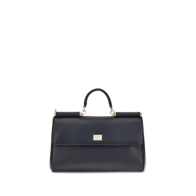 Dolce & Gabbana Black Calf Leather Bos Taurus Shoulder Bag