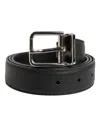 Dolce & Gabbana Black Calf Leather Classic Metal Buckle Belt In Black